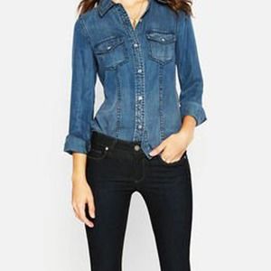 TROUVÉ Blue Chambray Button Down w/ Front Pockets